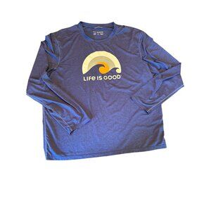 Life Is Good Mens Active Long Sleeve T-Shirt Blue Size Large